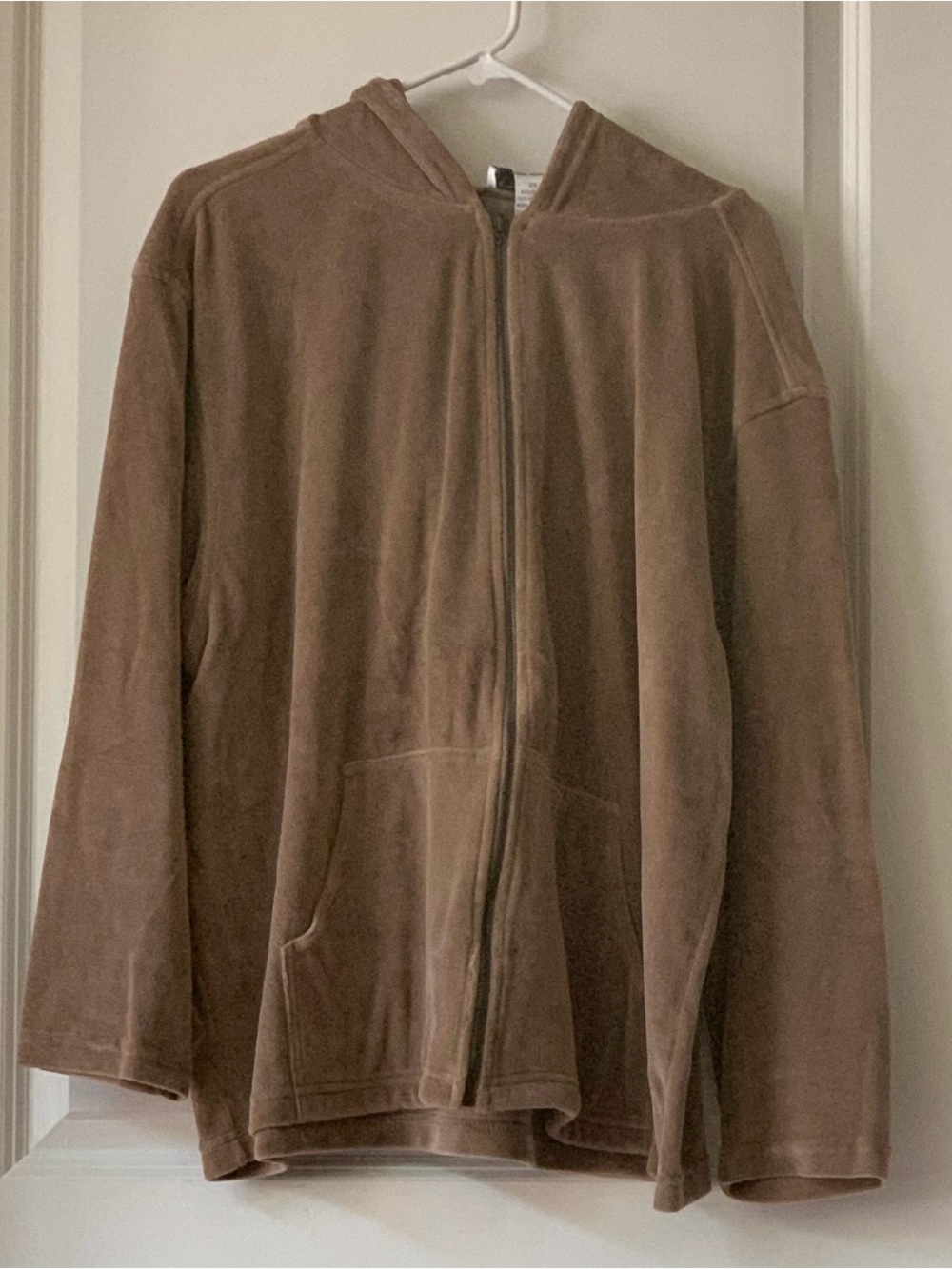 Zip-Front Velour Hoodie